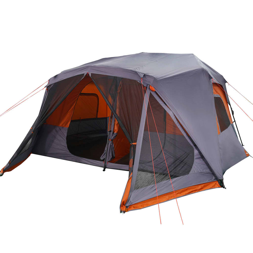 vidaXL Family Tent 10-Person Grey and Orange Quick Release Waterproof