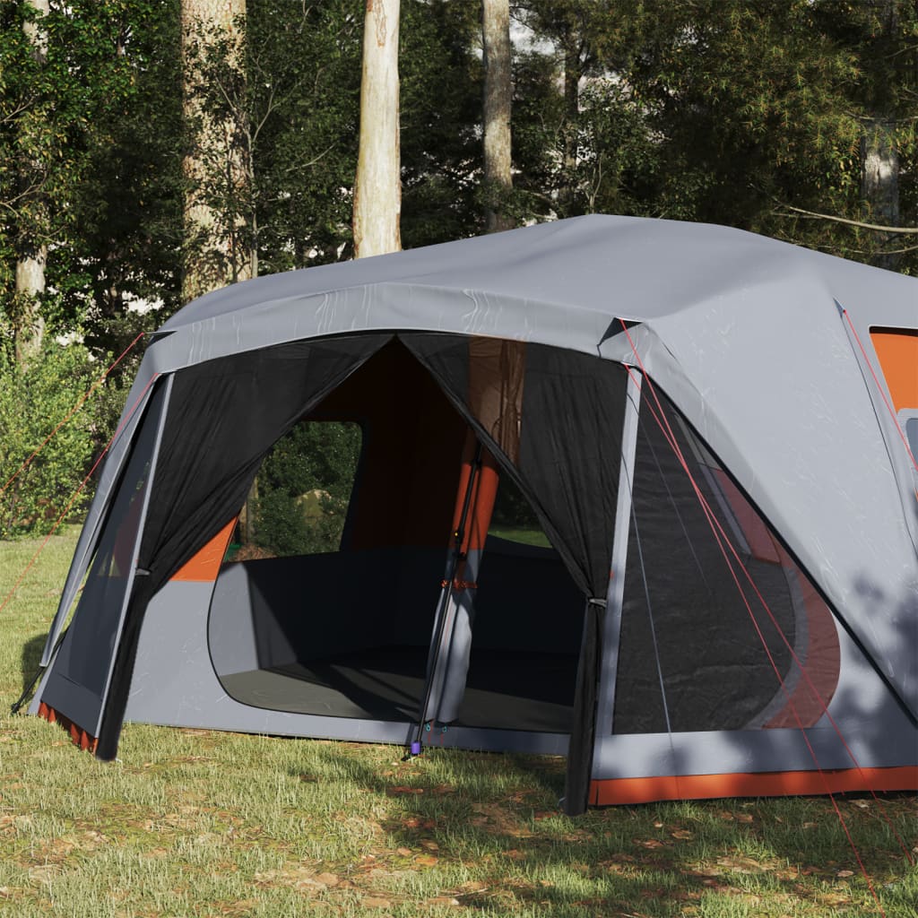 vidaXL Family Tent 10-Person Grey and Orange Quick Release Waterproof