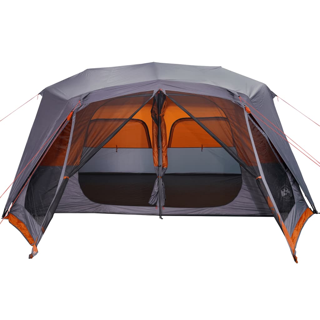 vidaXL Family Tent 10-Person Grey and Orange Quick Release Waterproof