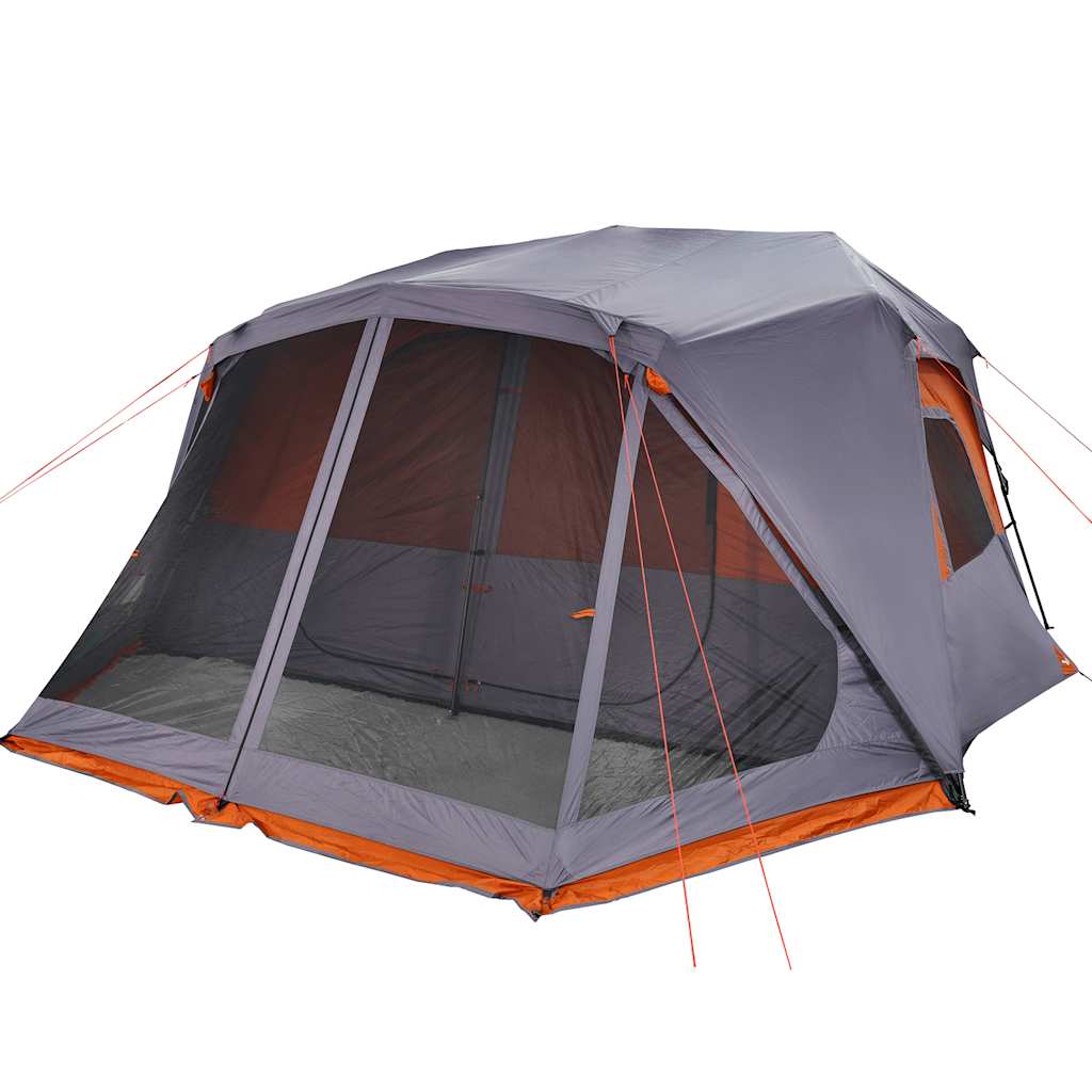 Family Tent 10-Person Grey and Orange Quick Release Waterproof