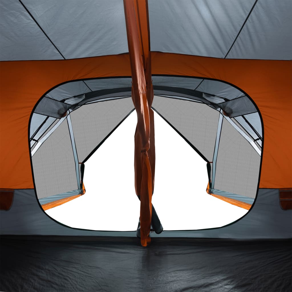 vidaXL Family Tent 10-Person Grey and Orange Quick Release Waterproof