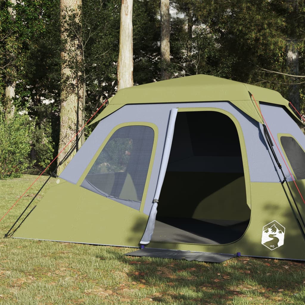 vidaXL Family Tent 6-Person Green Quick Release Waterproof