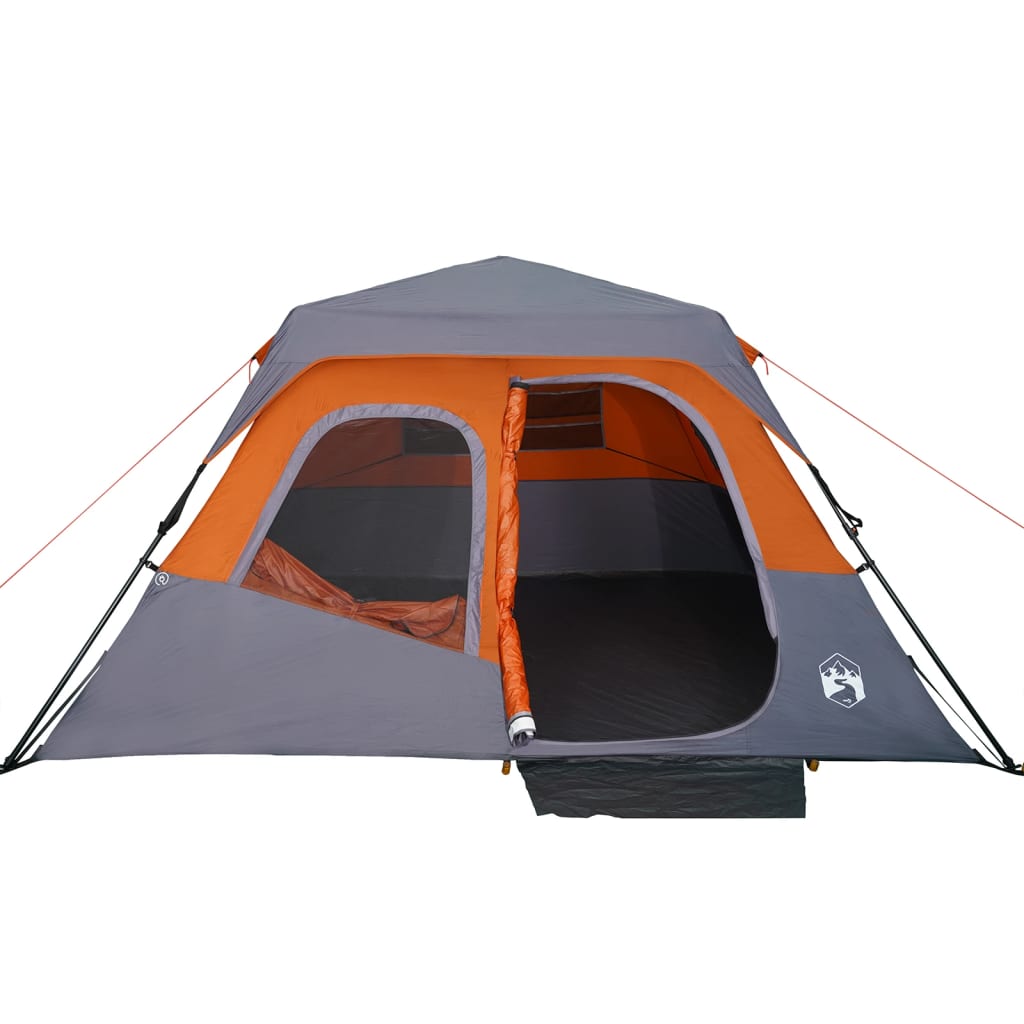 vidaXL Family Tent 6-Person Grey and Orange Quick Release Waterproof