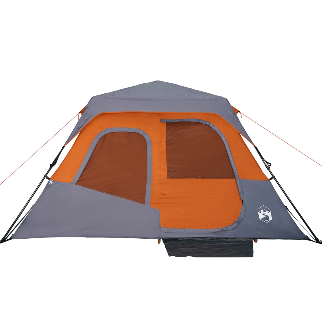 vidaXL Family Tent 6-Person Grey and Orange Quick Release Waterproof