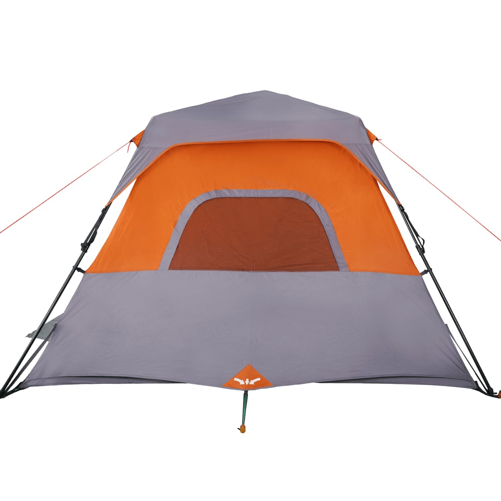 vidaXL Family Tent 6-Person Grey and Orange Quick Release Waterproof