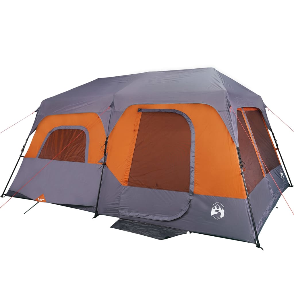 vidaXL Family Tent 9-Person Grey and Orange Quick Release Waterproof