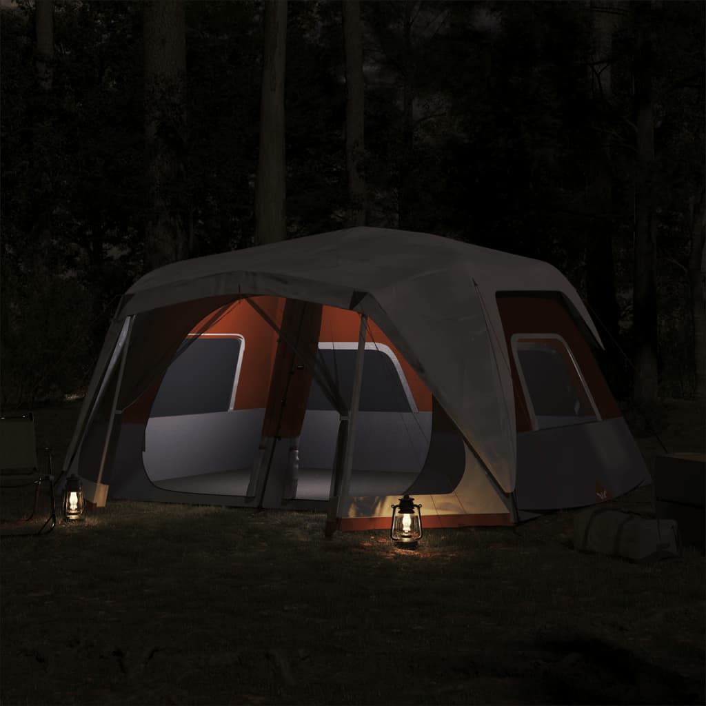 vidaXL Family Tent with LED 10-Person Light Grey and Orange Quick Release