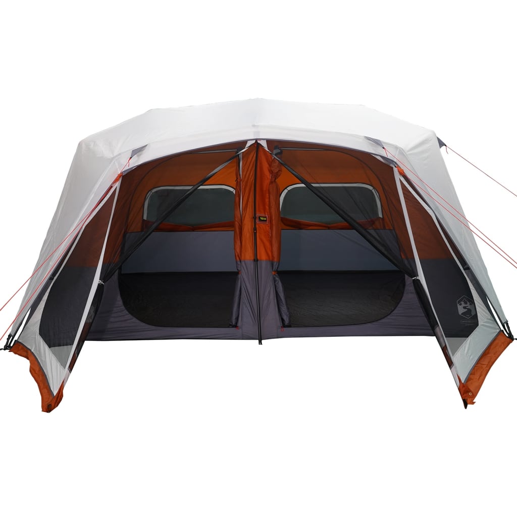 vidaXL Family Tent with LED 10-Person Light Grey and Orange Quick Release