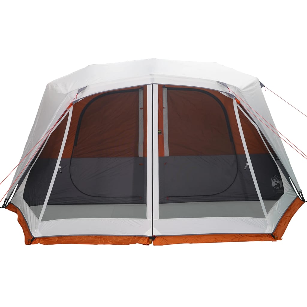 vidaXL Family Tent with LED 10-Person Light Grey and Orange Quick Release