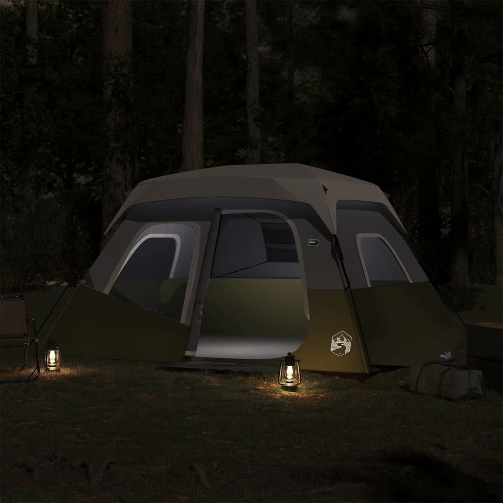 vidaXL Family Tent with LED 6-Person Light Green Quick Release