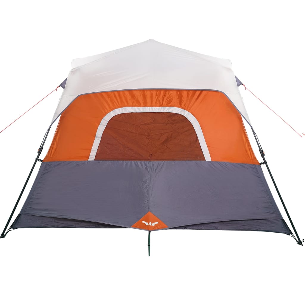 vidaXL Family Tent with LED 6-Person Light Grey and Orange Quick Release