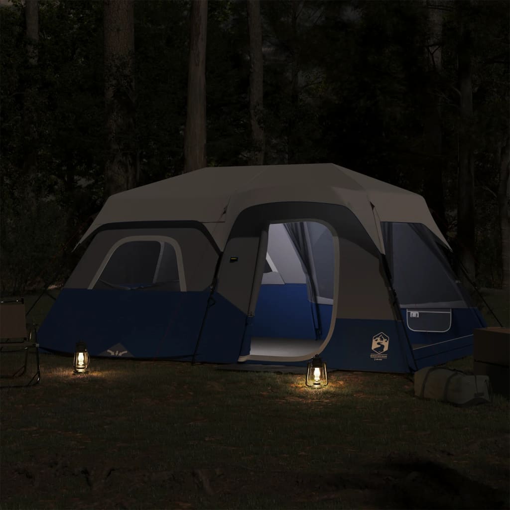 vidaXL Family Tent with LED 9-Person Light Blue Quick Release