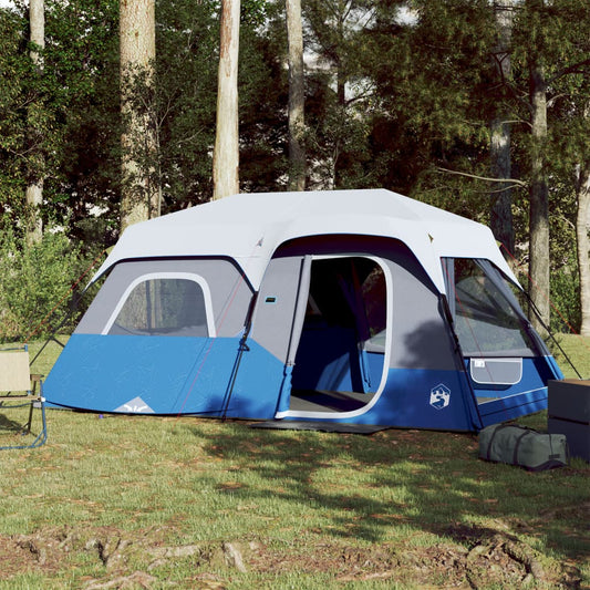 vidaXL Family Tent with LED 9-Person Light Blue Quick Release