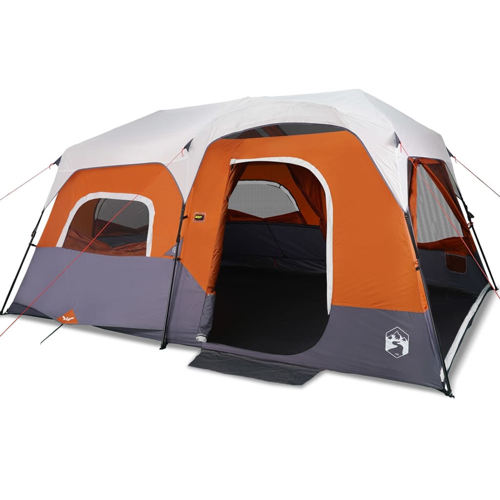 vidaXL Family Tent with LED 9-Person Light Grey and Orange Quick Release