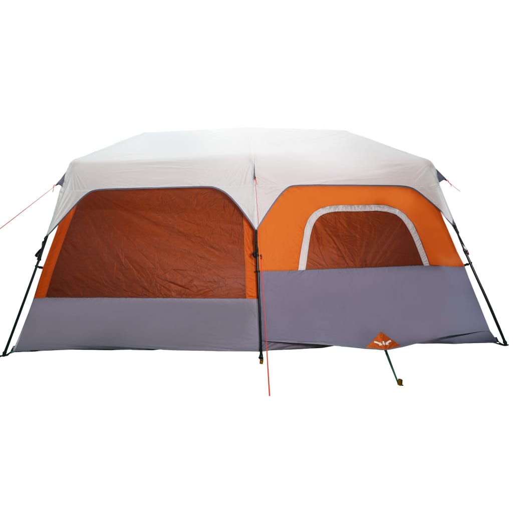 vidaXL Family Tent with LED 9-Person Light Grey and Orange Quick Release