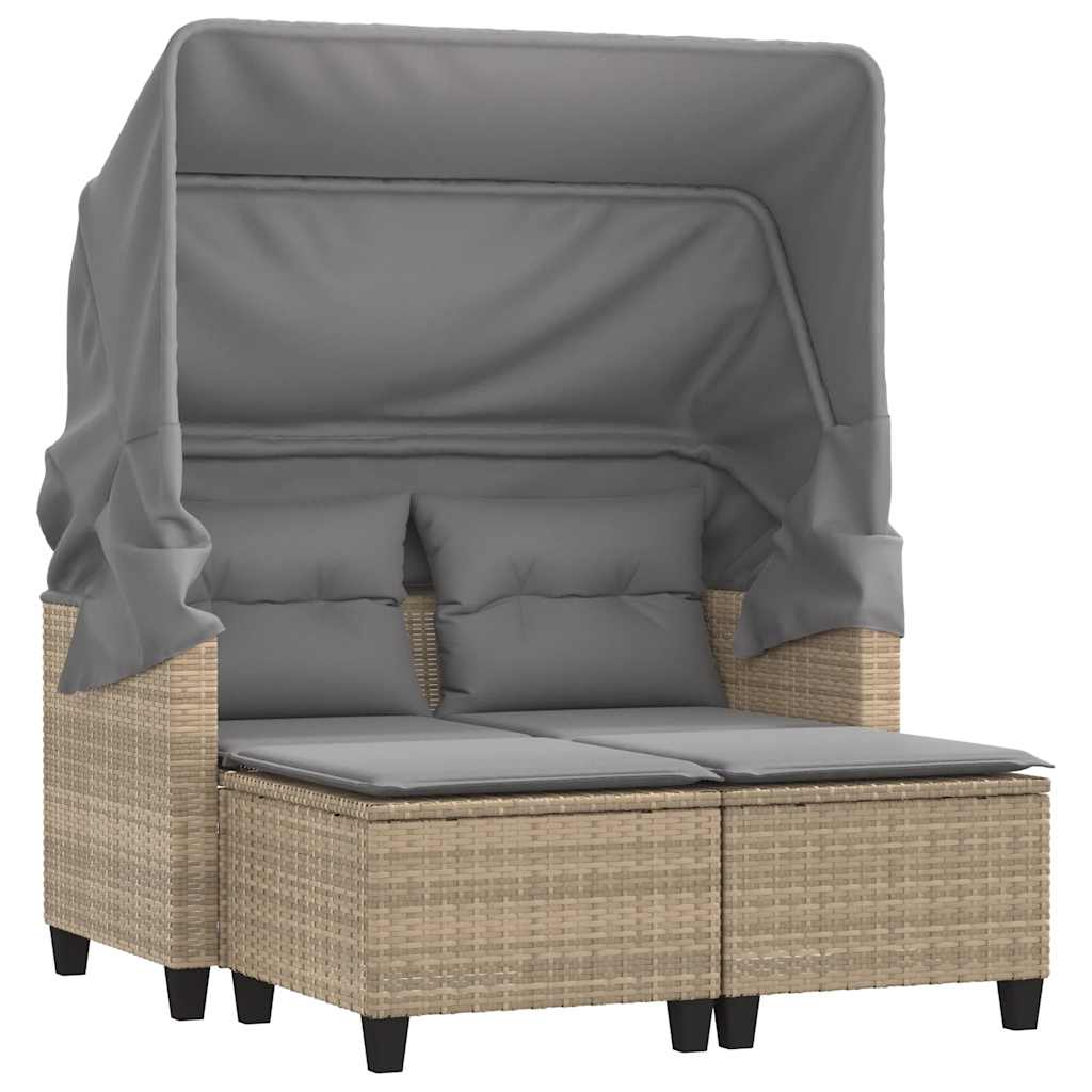 Garden Sofa | Beige | PE Rattan | 2-seater | Removable Covers