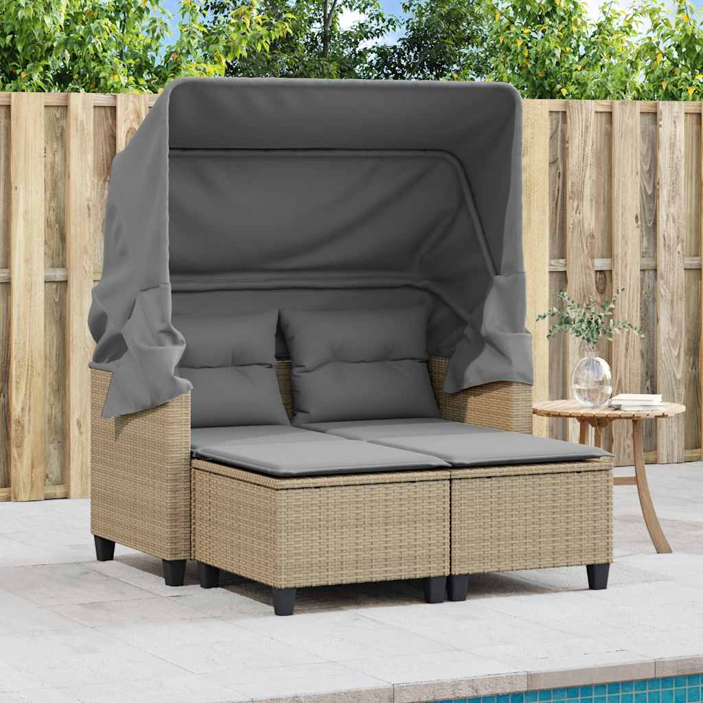 Garden Sofa | Beige | PE Rattan | 2-seater | Removable Covers
