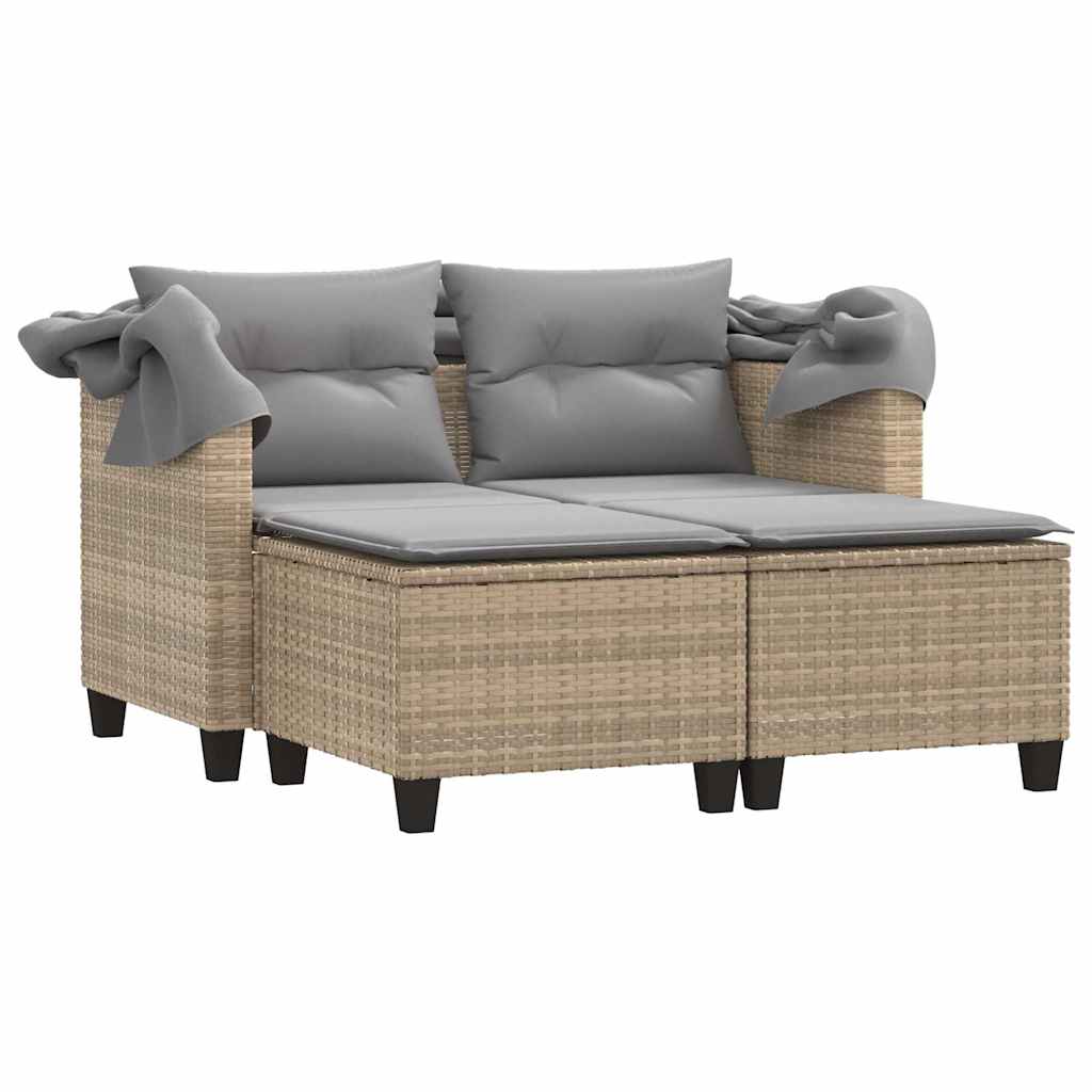 Garden Sofa | Beige | PE Rattan | 2-seater | Removable Covers