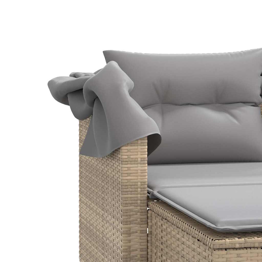 Garden Sofa | Beige | PE Rattan | 2-seater | Removable Covers