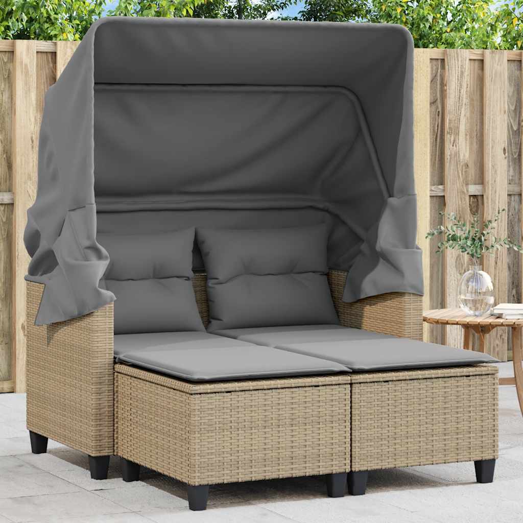 Garden Sofa | Beige | PE Rattan | 2-seater | Removable Covers
