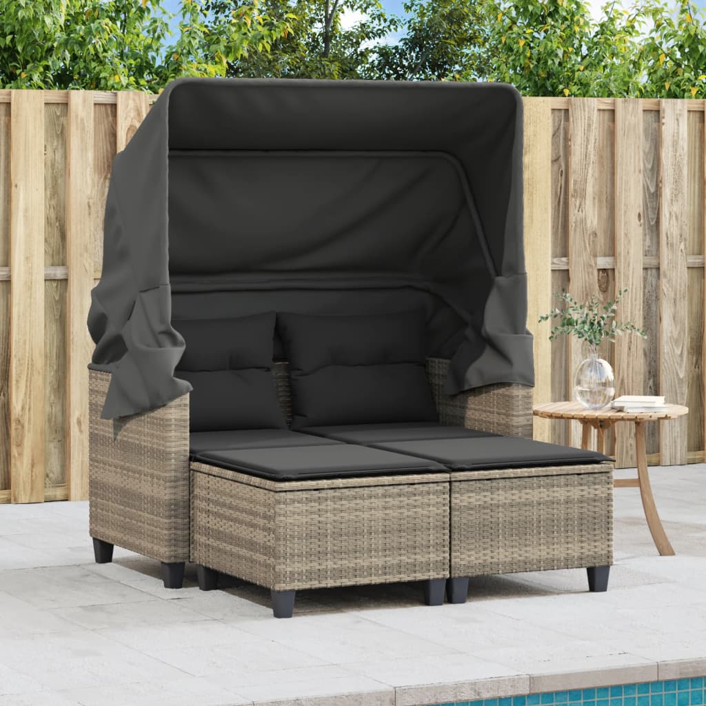 Garden Sofa | Light grey | PE rattan, powder-coated steel, polyester