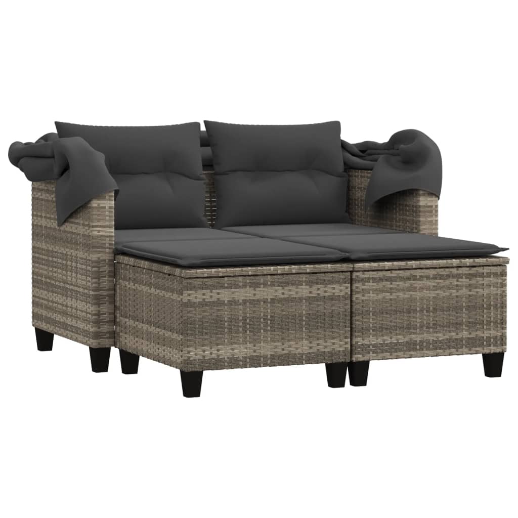 Garden Sofa | Light grey | PE rattan, powder-coated steel, polyester