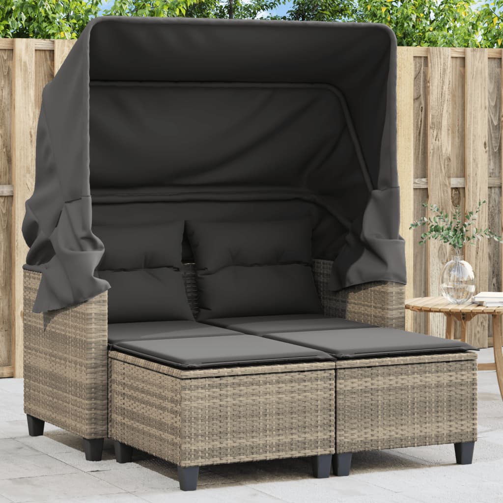 Garden Sofa | Light grey | PE rattan, powder-coated steel, polyester
