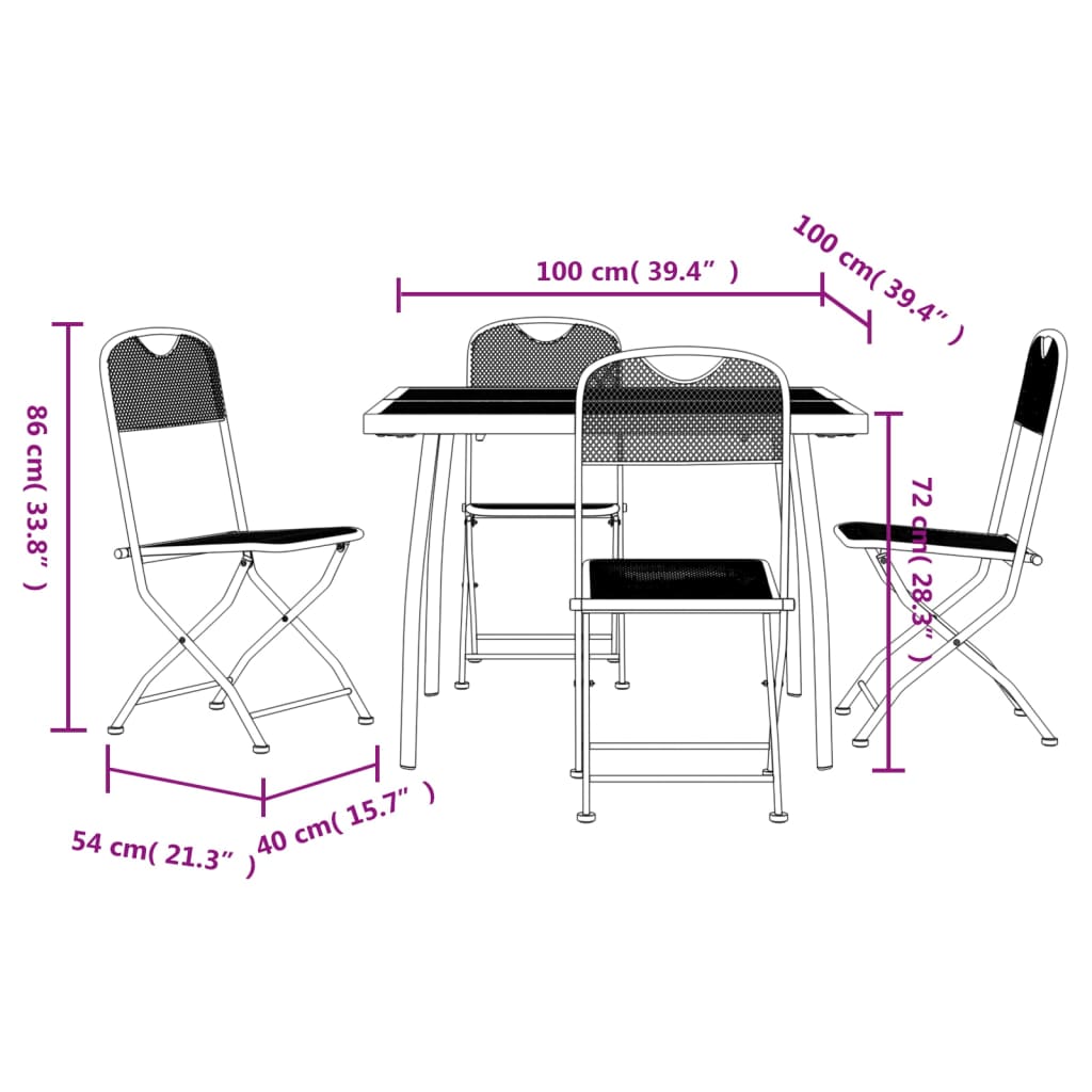 vidaXL 5 Piece Garden Dining Set Anthracite Metal Mesh