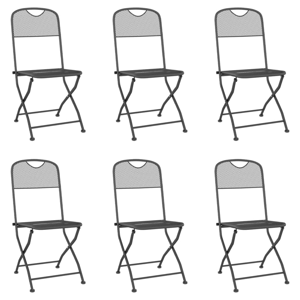 Garden Dining Set | Anthracite | Metal mesh | 7 piece set | Foldable