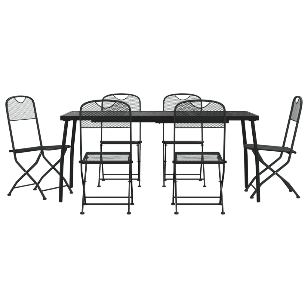 vidaXL 7 Piece Garden Dining Set Anthracite Metal Mesh