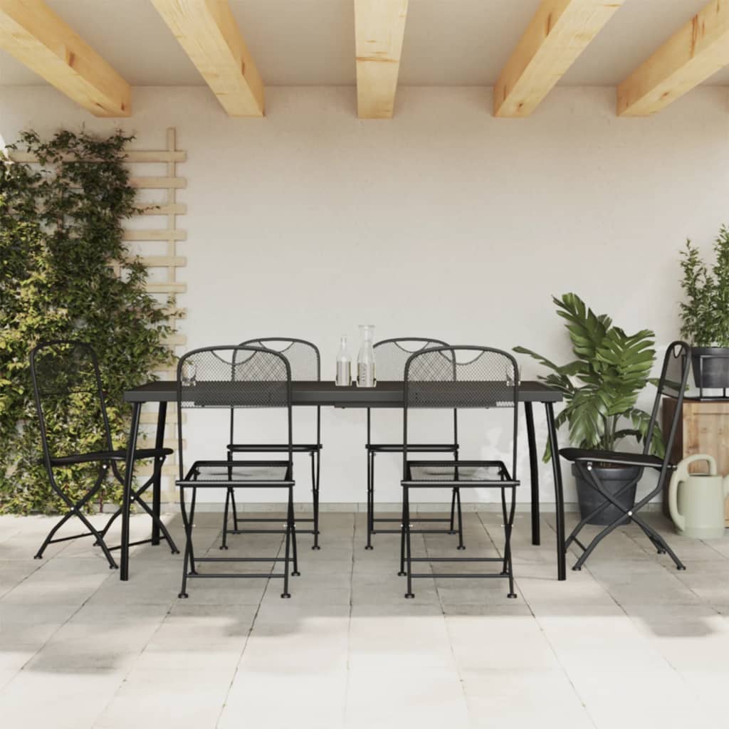 vidaXL 7 Piece Garden Dining Set Anthracite Metal Mesh