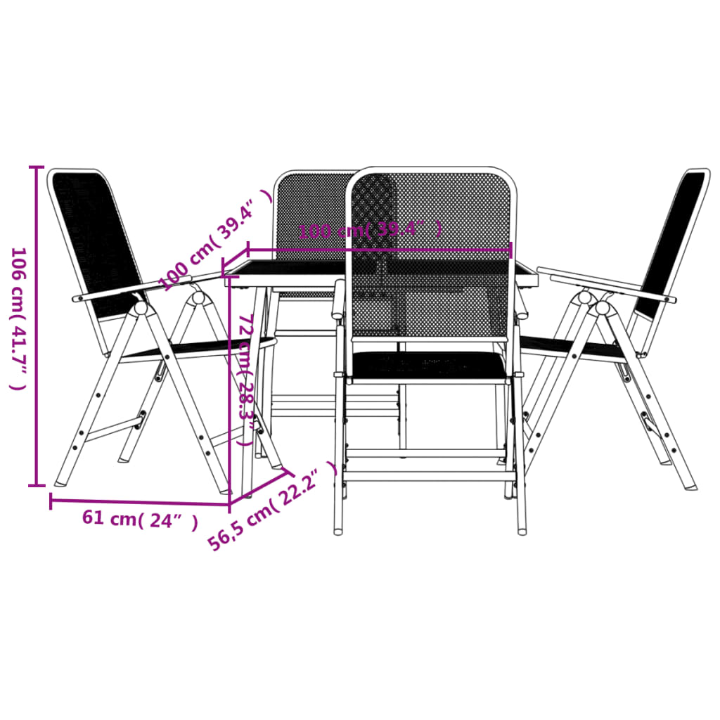 vidaXL 5 Piece Garden Dining Set Anthracite Metal Mesh