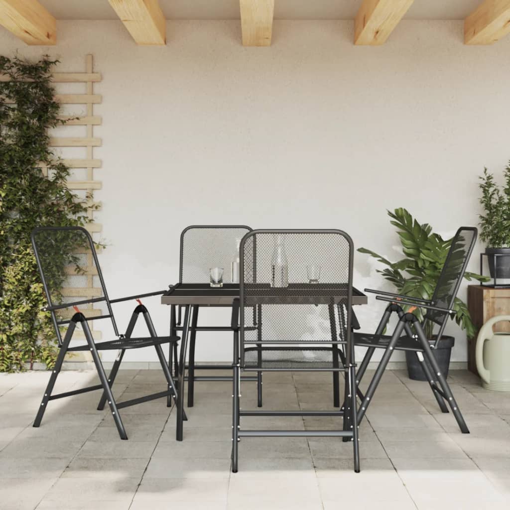 vidaXL 5 Piece Garden Dining Set Anthracite Metal Mesh