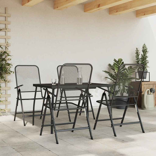 5 Piece Garden Dining Set Anthracite Metal Mesh