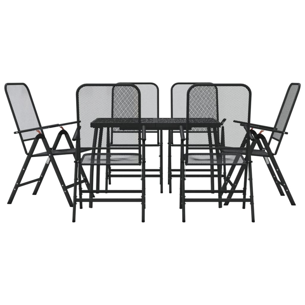 vidaXL 7 Piece Garden Dining Set Anthracite Metal Mesh