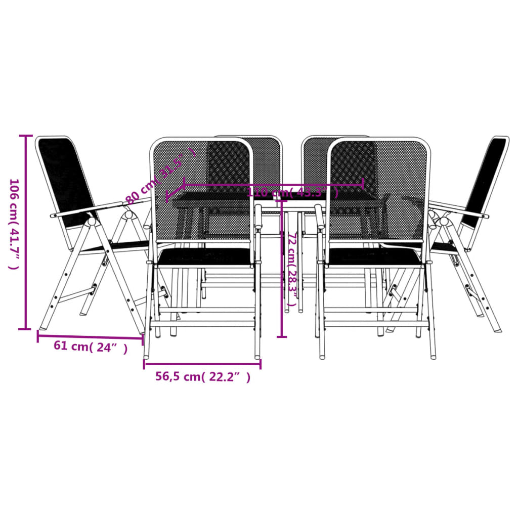 vidaXL 7 Piece Garden Dining Set Anthracite Metal Mesh