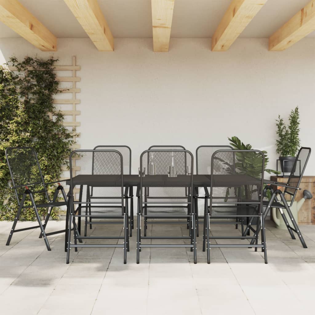 Garden Dining Set | Anthracite | Metal mesh with e-coating finish | Large