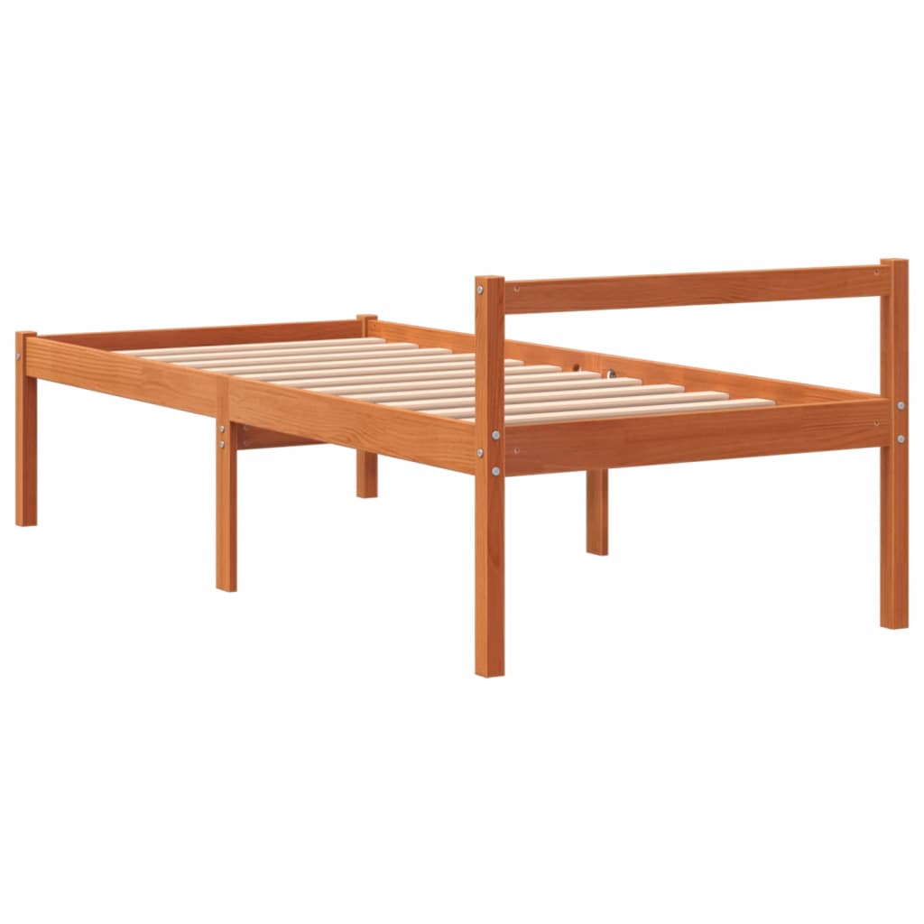 Senior Bed without Mattress Wax Brown 75x190 cm Small Single Solid Wood Pine