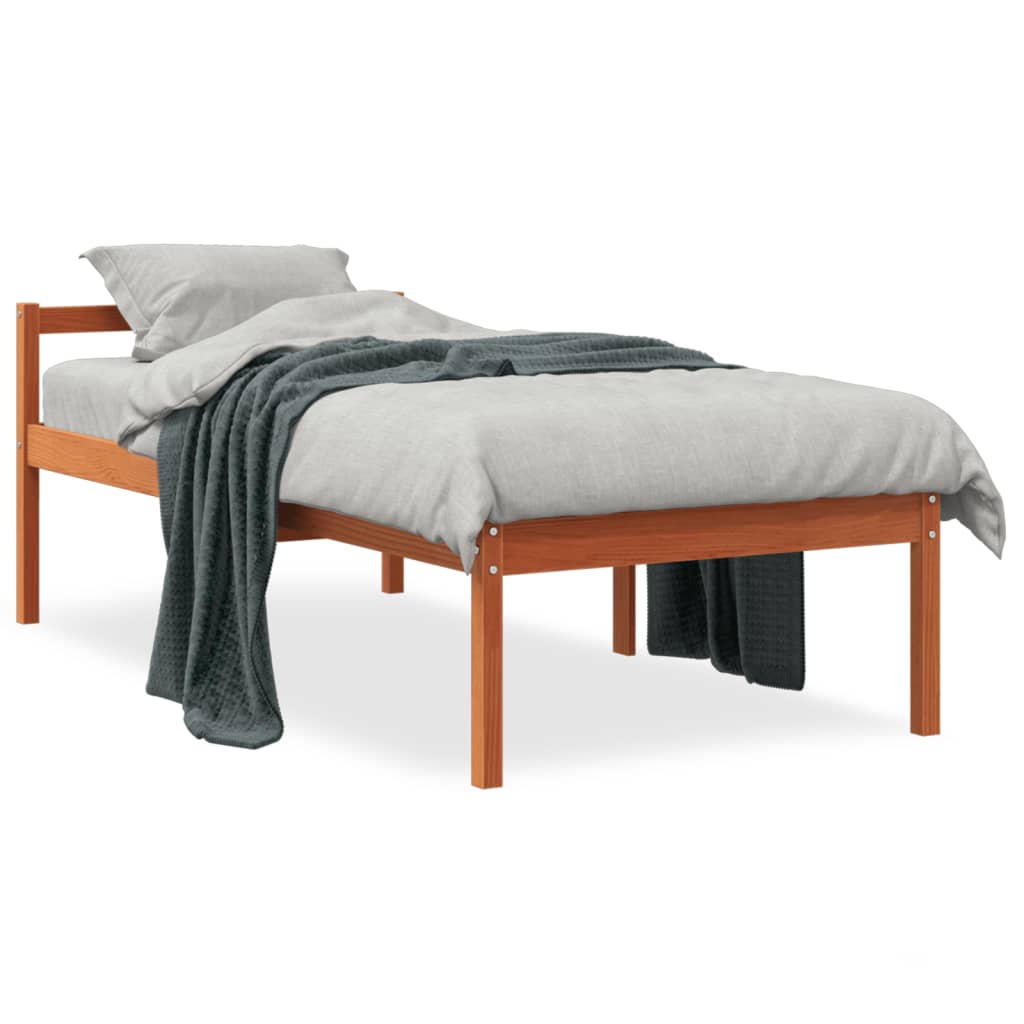 Senior Bed without Mattress Wax Brown 90x190 cm Single Solid Wood Pine