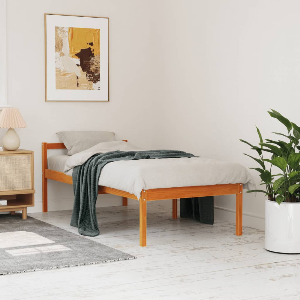 Senior Bed without Mattress Wax Brown 90x190 cm Single Solid Wood Pine