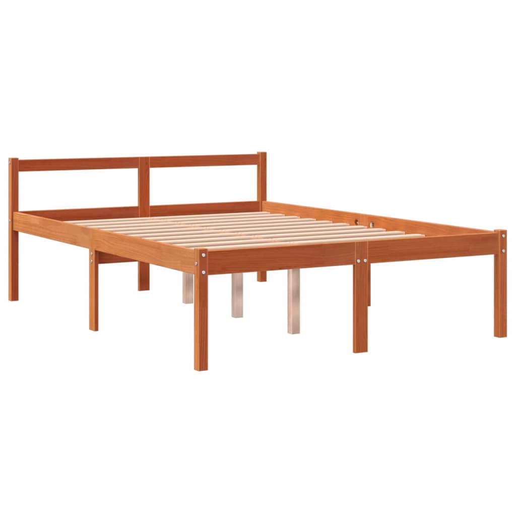 Senior Bed without Mattress Wax Brown 120x190 cm Small Double Solid Wood Pine