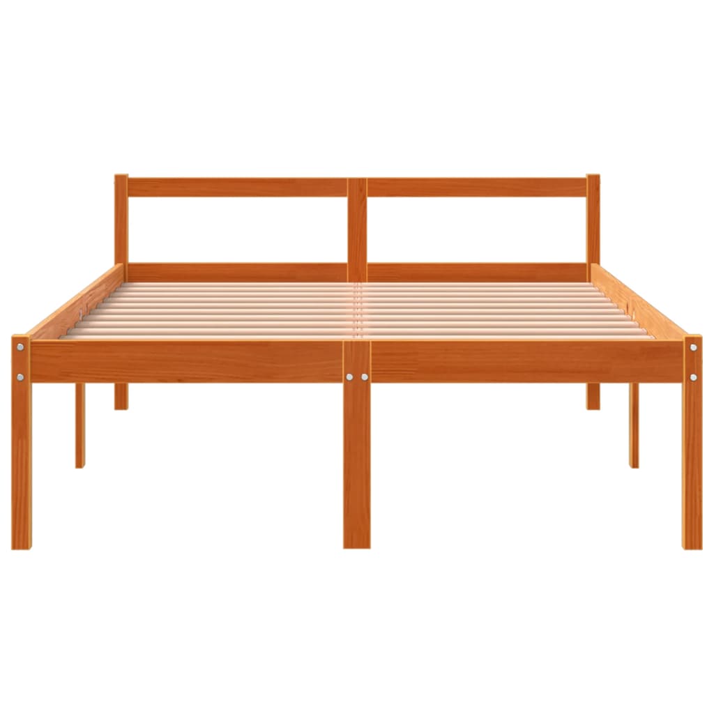 Senior Bed without Mattress Wax Brown 140x190 cm Solid Wood Pine