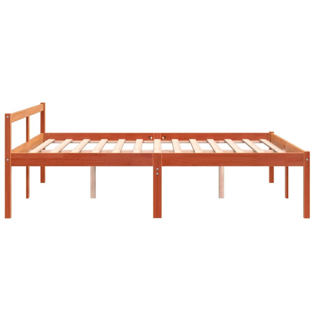 vidaXL Senior Bed without Mattress Wax Brown 150x200 cm King Size Solid Wood Pine