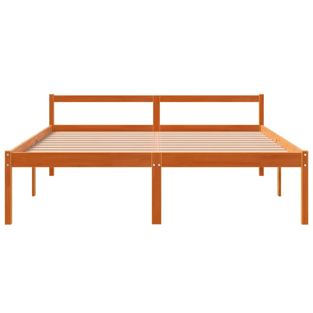 Senior Bed without Mattress Wax Brown 160x200 cm Solid Wood Pine