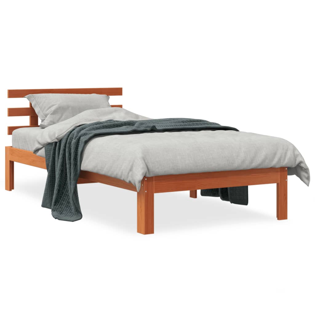 Bed Frame without Mattress Wax Brown 75x190 cm Small Single Solid Wood Pine