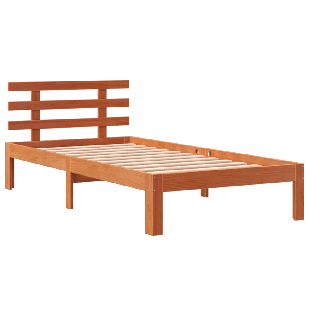 Bed Frame without Mattress Wax Brown 75x190 cm Small Single Solid Wood Pine