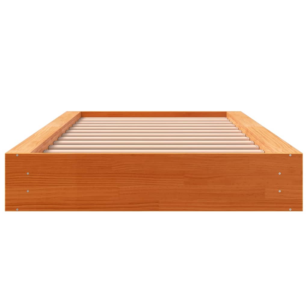 Bed Frame without Mattress Wax Brown 100x200 cm Solid Wood Pine