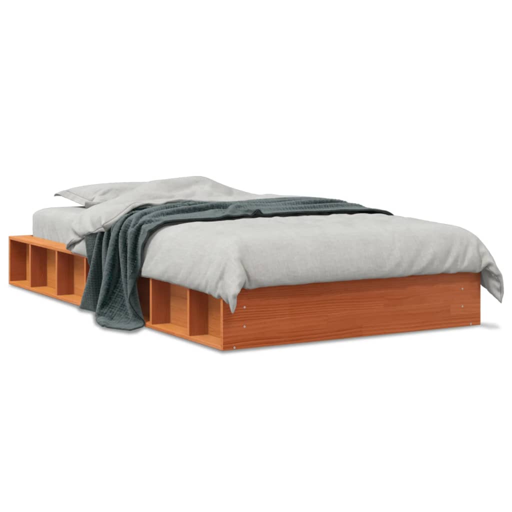 Bed Frame without Mattress Wax Brown 90x190 cm Single Solid Wood Pine