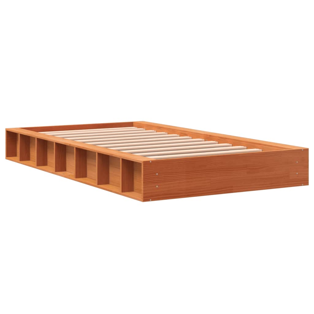 Bed Frame without Mattress Wax Brown 90x190 cm Single Solid Wood Pine