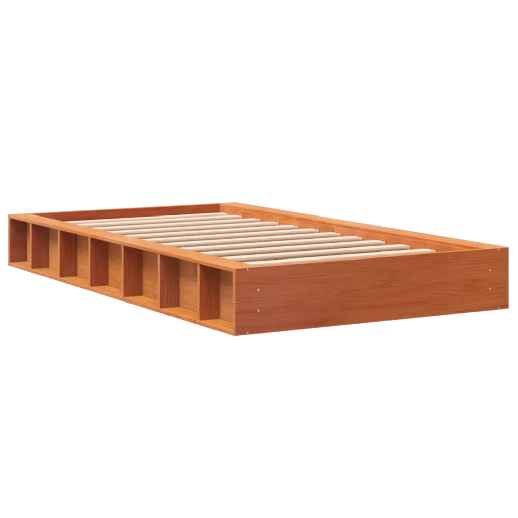 Bed Frame without Mattress Wax Brown 90x190 cm Single Solid Wood Pine
